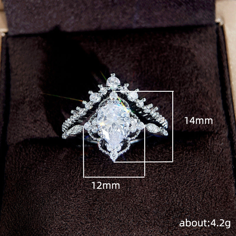 Water Drop Lace Crown Ring Set