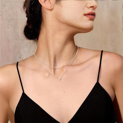 Zircon Double-layer Water Ripple Clavicle Necklace