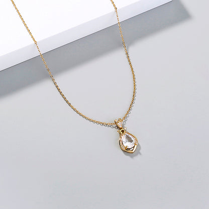 Necklace jewelry Light luxury simple style niche perfume bottle water drop transparent crystal zircon necklace accessories