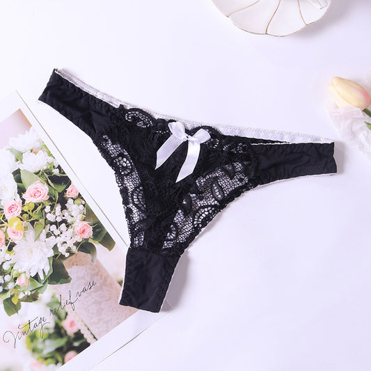 Lace Thong Low Waist Cotton Briefs