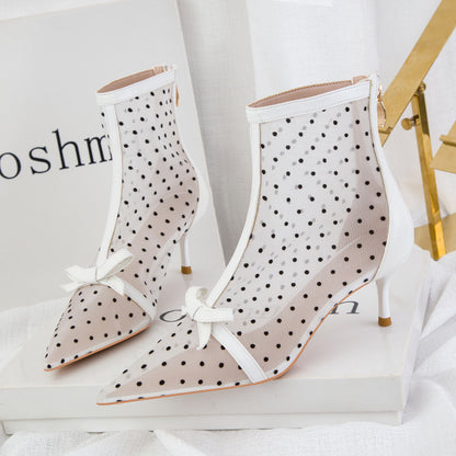 See-through Polka Dot Mesh Hollow-out High Heels