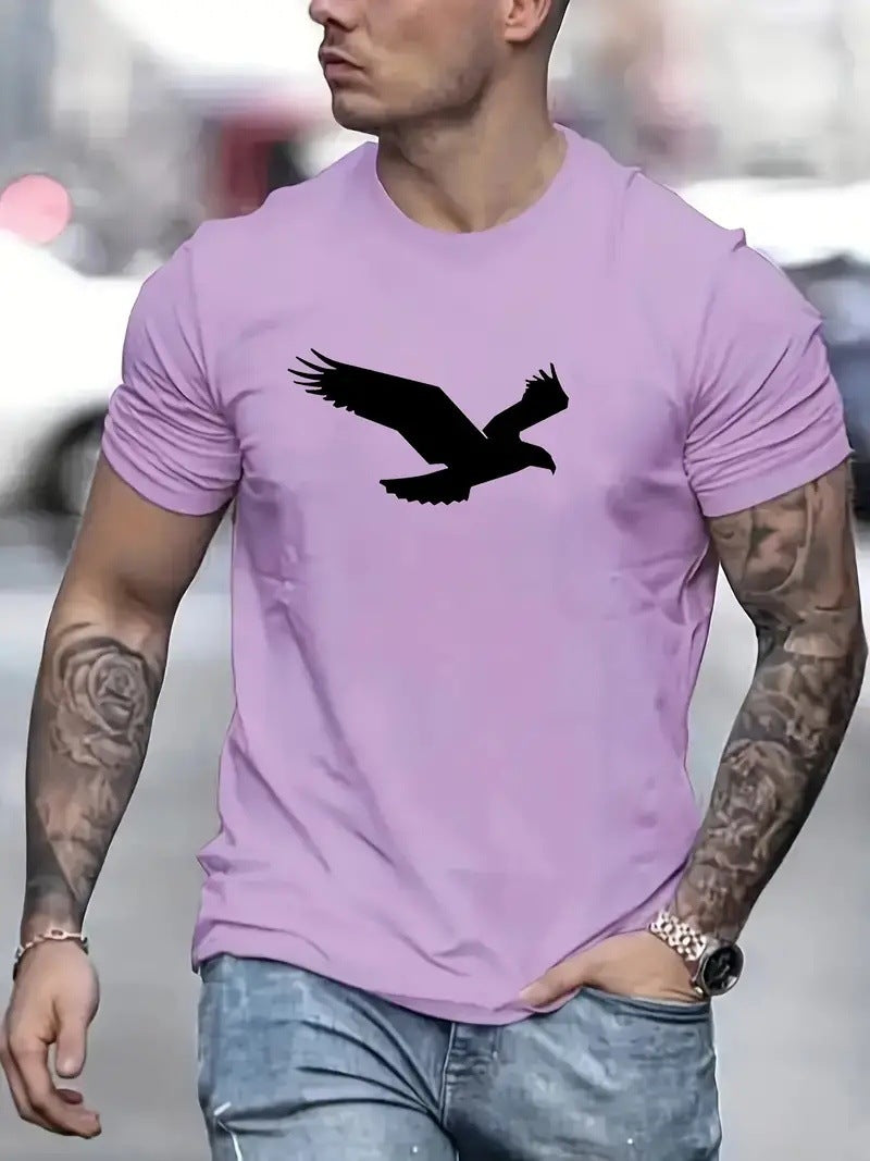 Eagle Print Solid Color Men's Casual T-shirts