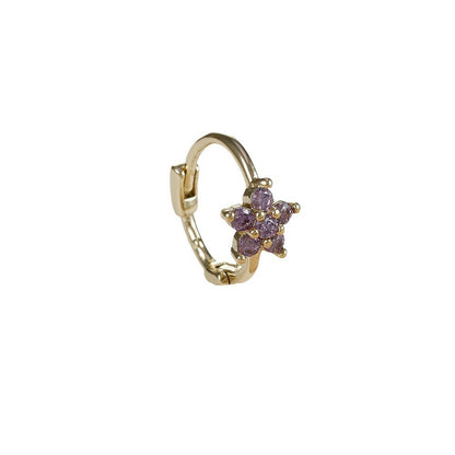 Micro Inlaid Zircon Edge Buckle Flower Purple Earrings