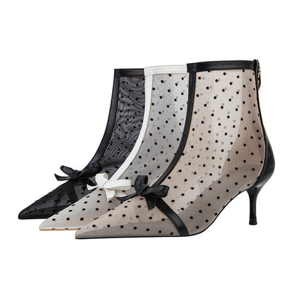 See-through Polka Dot Mesh Hollow-out High Heels