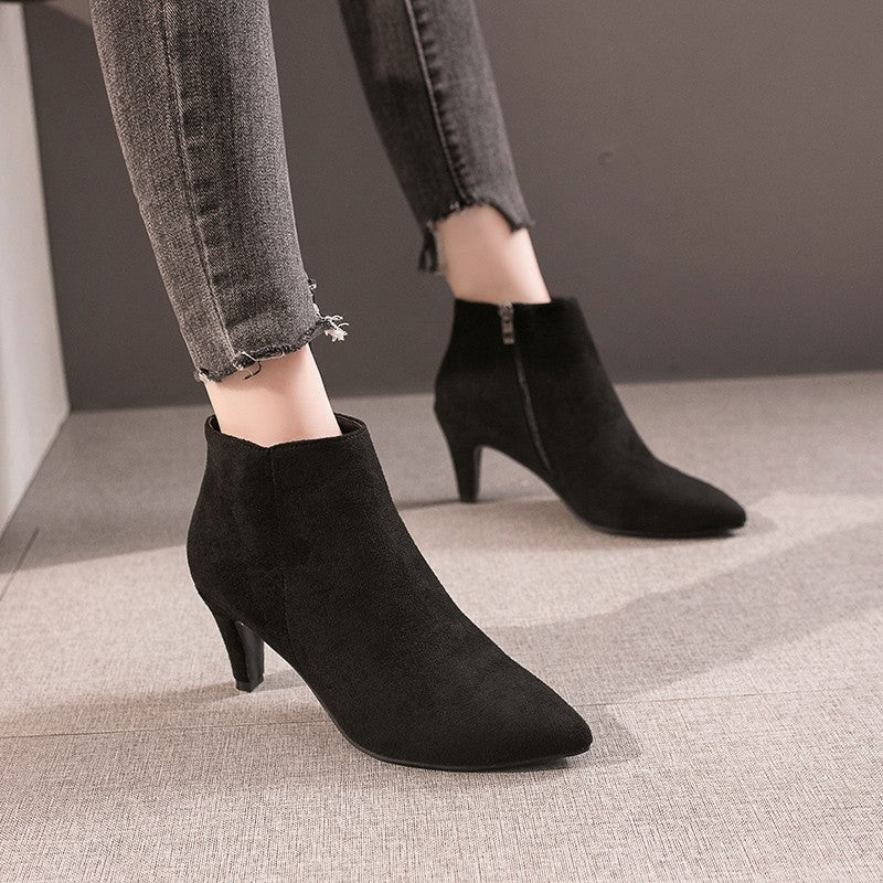 Pointed Toe Stiletto Mid-heel Non-slip Boots