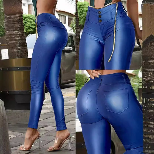 High Waist Pure Color Tight Trousers