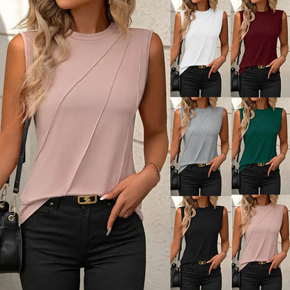 Solid Color Sleeveless Loose T-shirts