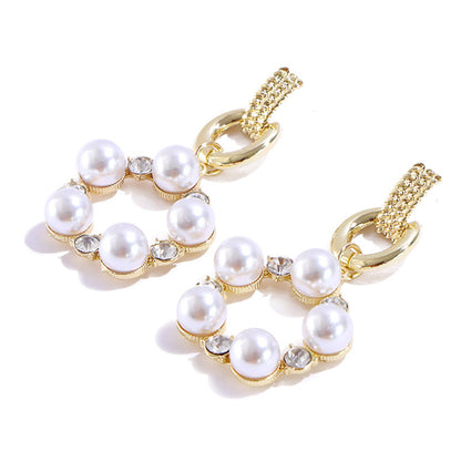 Pearl Earrings With Stones Retro