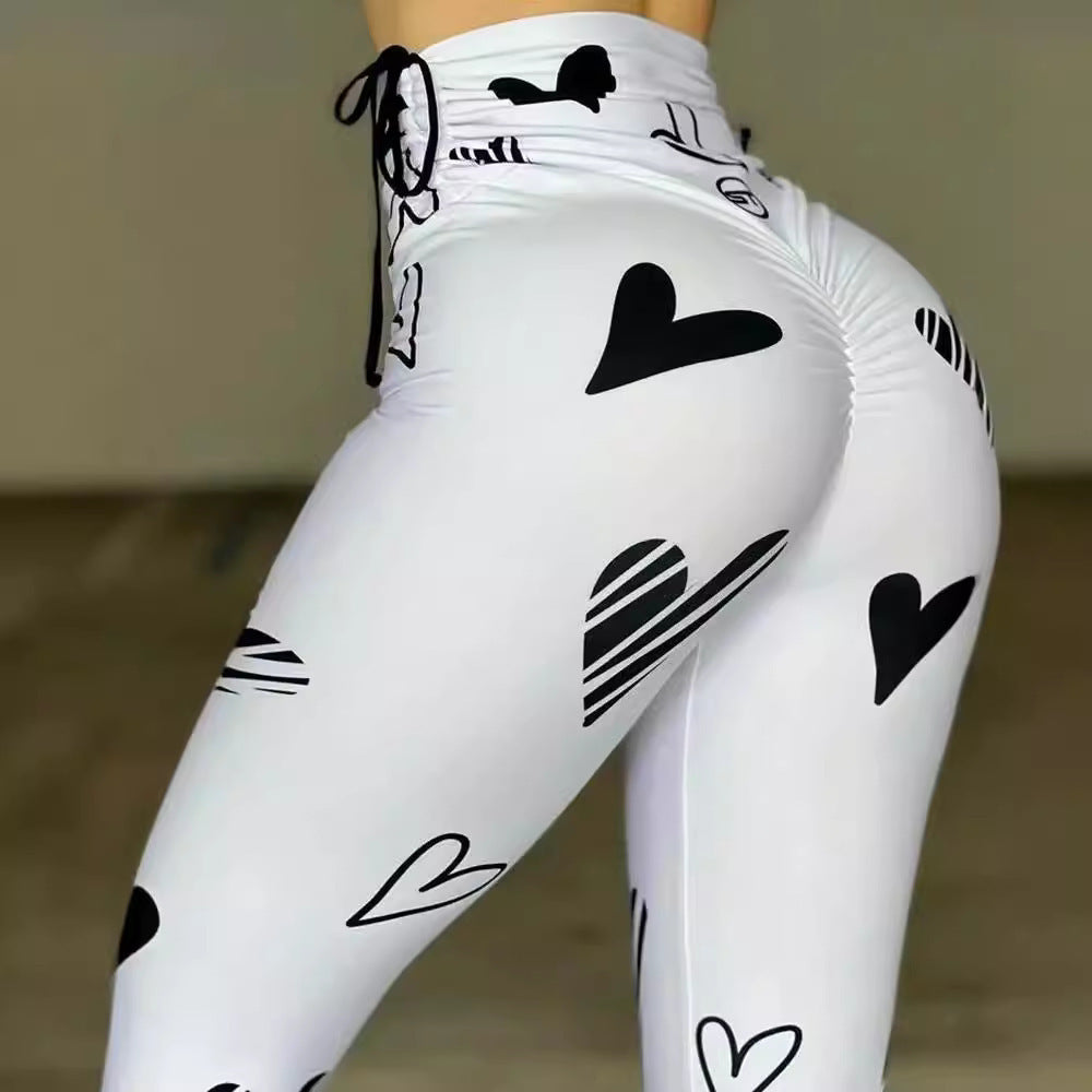 Heart Print Yoga Sports Fitness Leggings