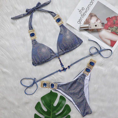 Ties Halter Bikini Glitter Set