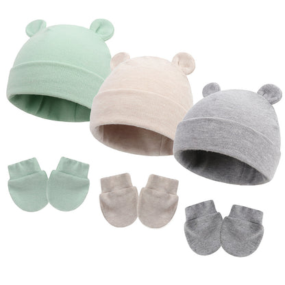 Newborn Gloves Hat Two-piece Set Keep Baby Warm Cashmere Thickened