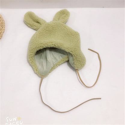 Solid Color With Fur Three-dimensional Cartoon Children's Earflaps Cap