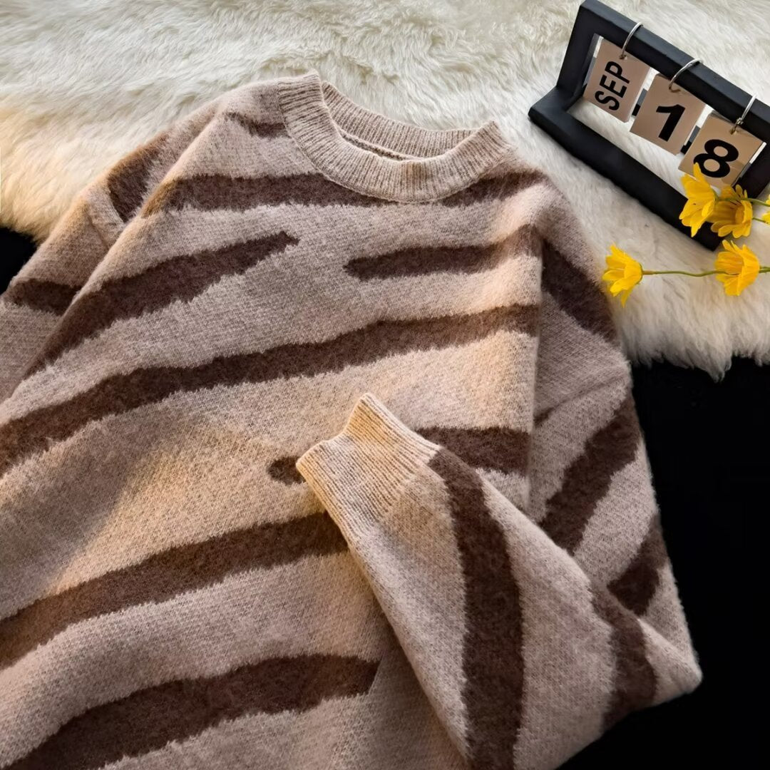 Zebra Pattern Irregular Sweater