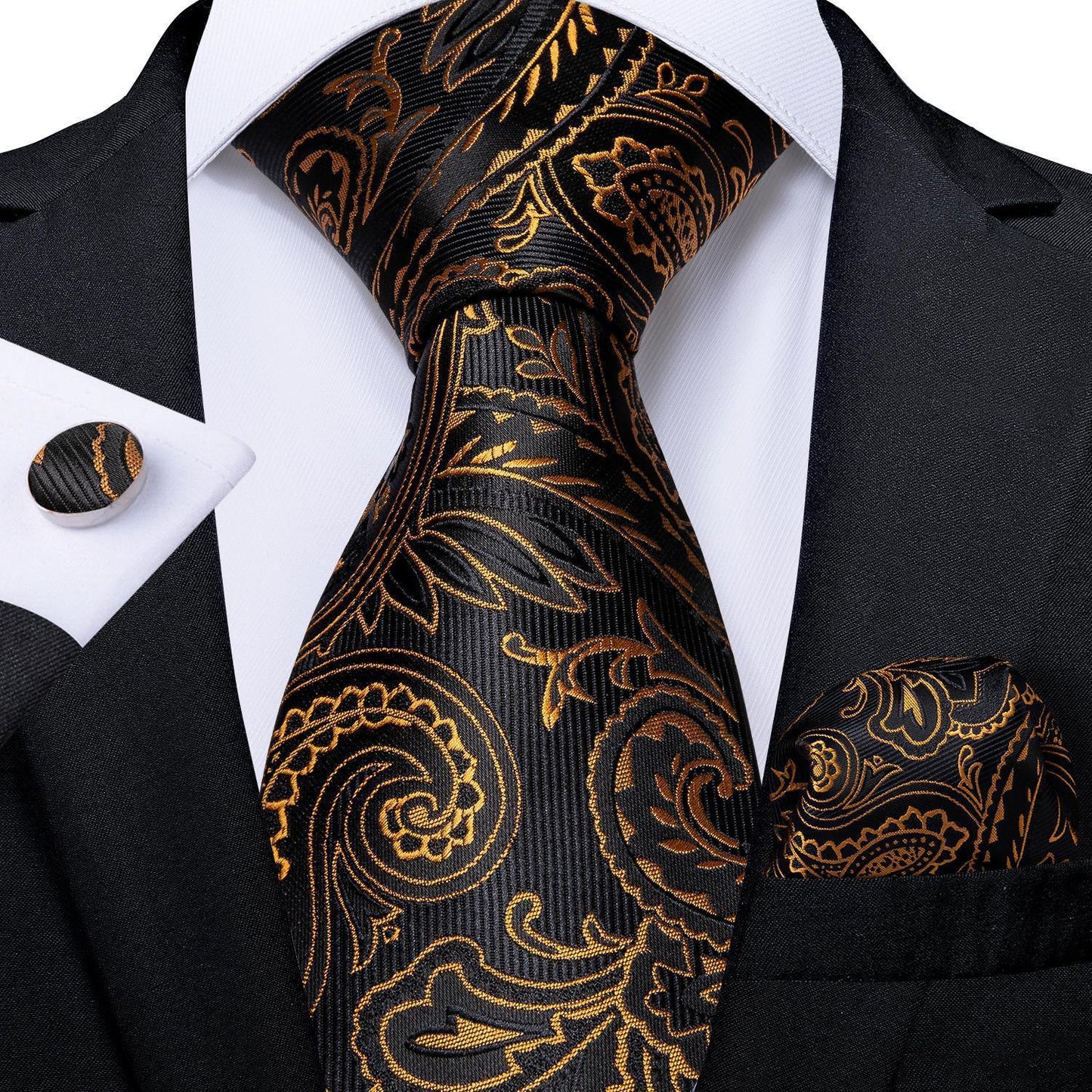 Neckties Luxury Black And Gold