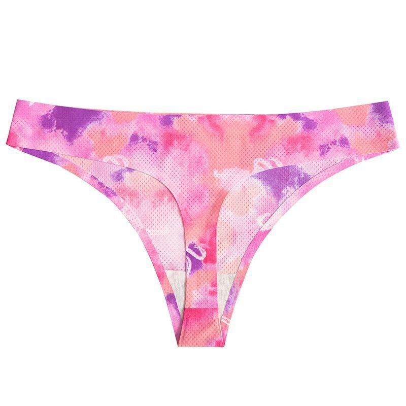 Flower printed low waist thong women