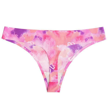 Flower printed low waist thong women