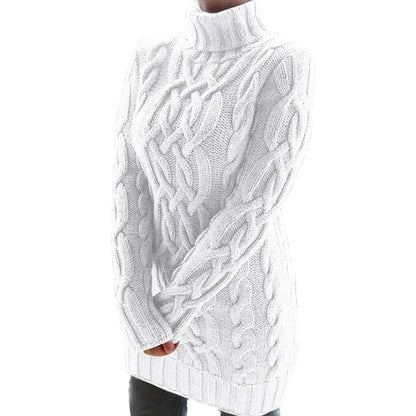 Turtleneck Twist Knitted Sweater Dresses