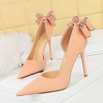 Sexy Low-cut Pointed Toe Rhinestone Stiletto Heels