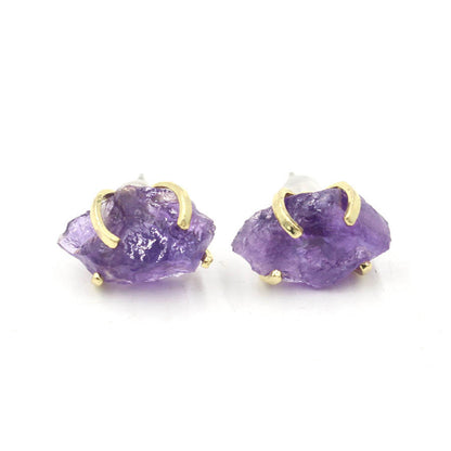 Natural Raw Gemstone Stud Earrings