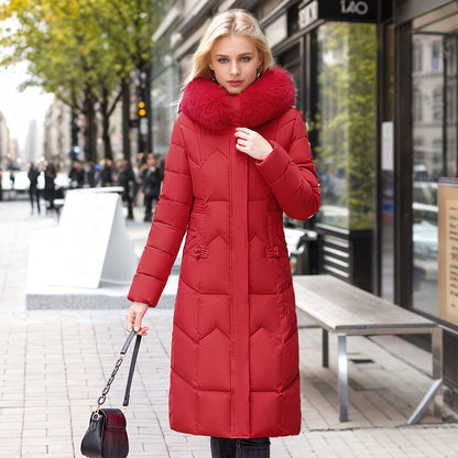 Long Coats With Thickened Fur Collar Cotton-padded