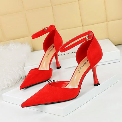 Suede Ankle-strap High Heels