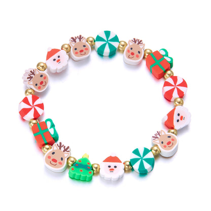 Christmas Bracelet Women's Snowman Polymer Clay