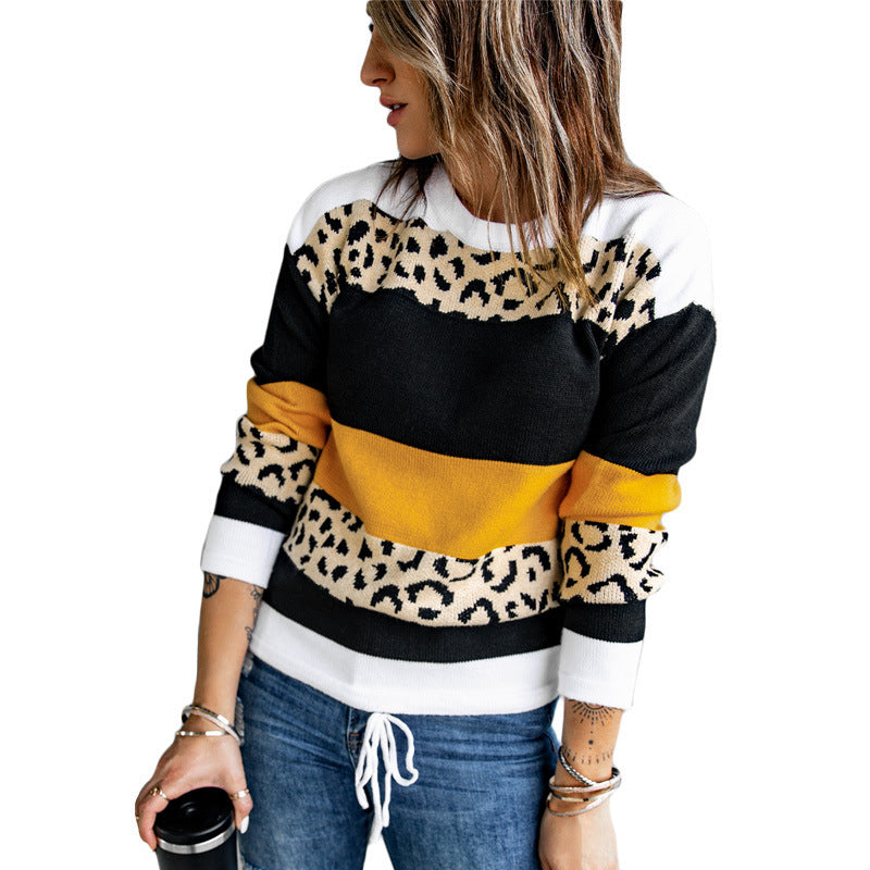 Stripe Contrast Stitching Sweaters