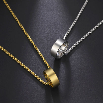 Titanium Steel Gold Plating Ring Pendant Necklace