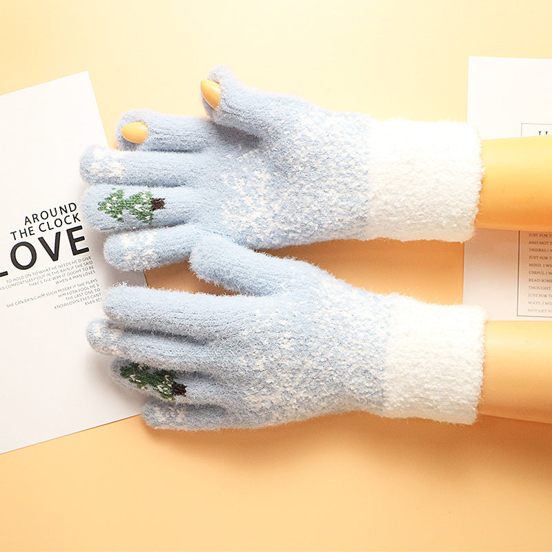 Open Finger Fleece-lined Gloves for Touch Screen