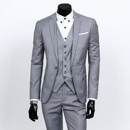 Suit Set Three-piece Set Slim-fit Korean Formal Wear