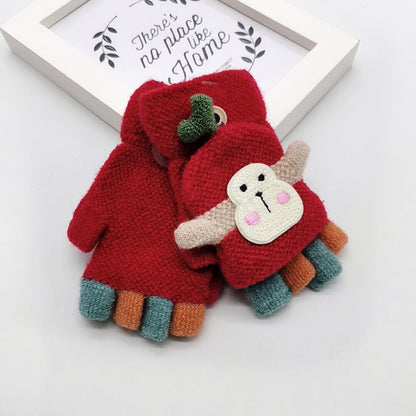 Knitted Woolen Monkey Warm Half Finger Gloves