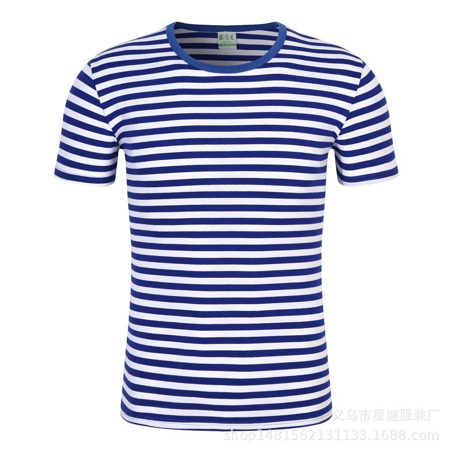 Camisetas a rayas de verano con cuello redondo para hombre