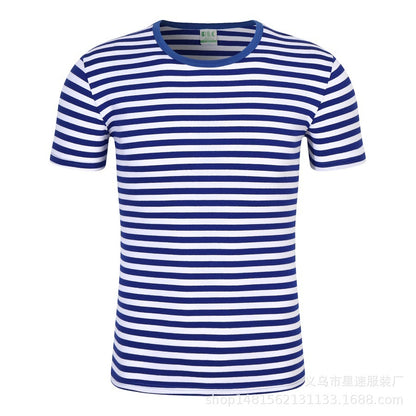 Camisetas a rayas de verano con cuello redondo para hombre