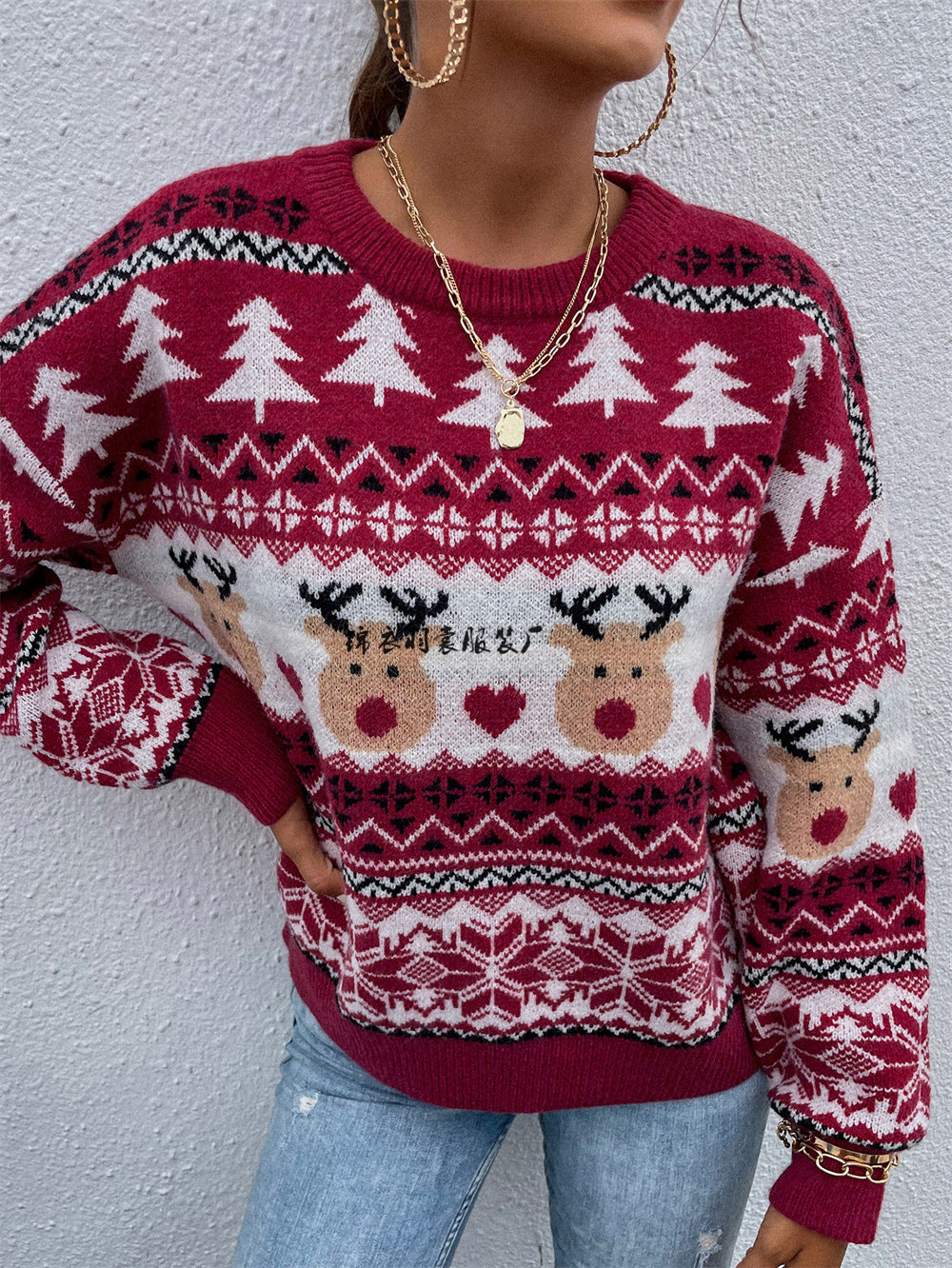 New Winter Clothes Red Christmas Clothes Pullover Holiday Sweater