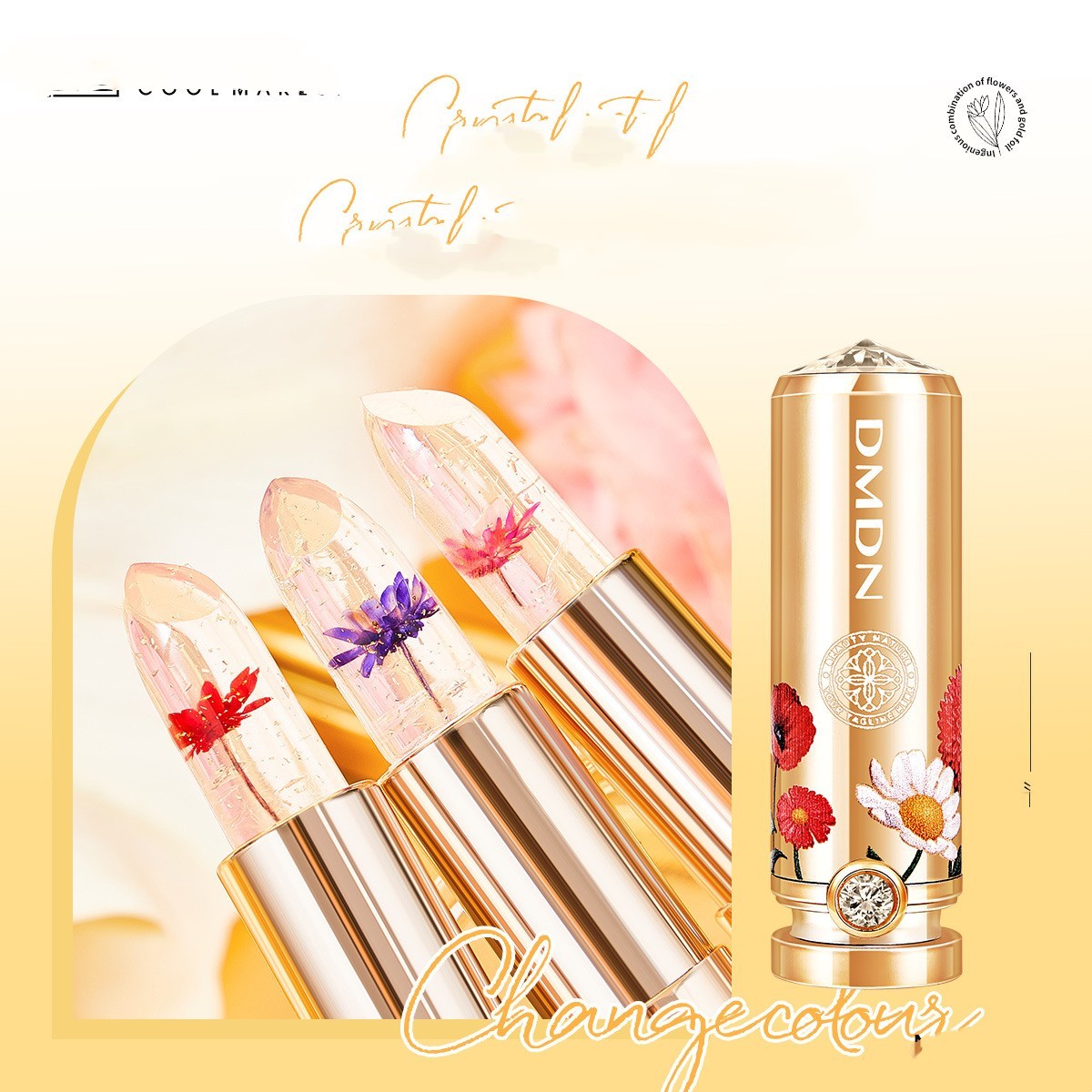 Crystal Petal Gold Foil Temperature Change Lipstick