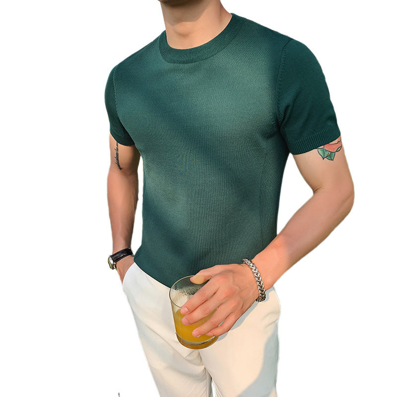 Solid Color Knitted T-shirt Bottoming Shirts