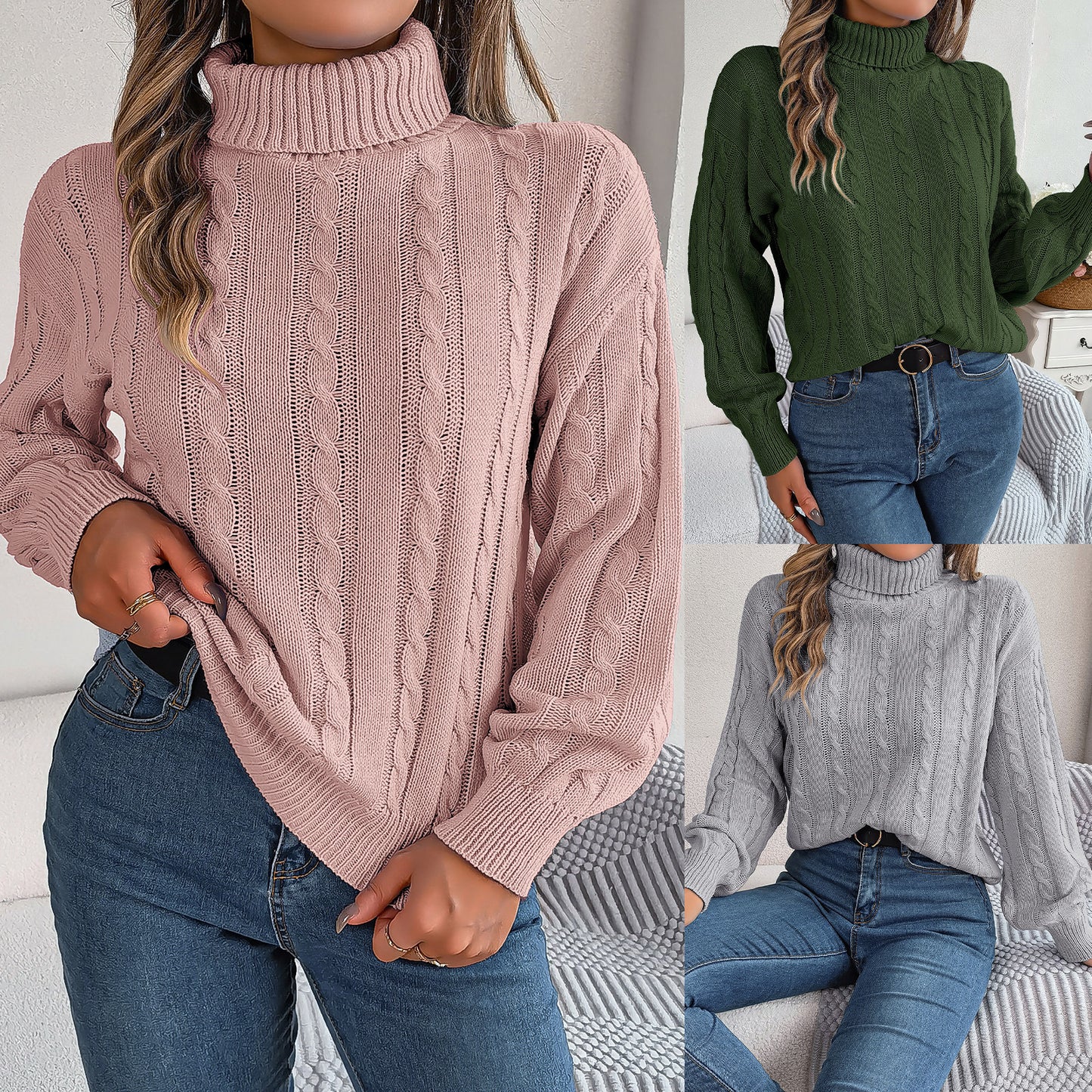 Casual Long Sleeve Turtleneck Sweaters