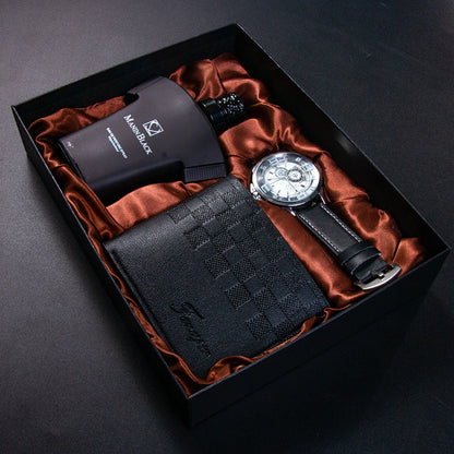 Gift Box Quartz Watch Leather Belt Wallet Perfume Kit