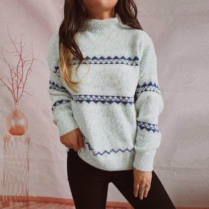 Snowflake Pattern Long Sleeves Knitted Sweaters