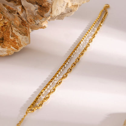 Stainless Steel Diamond Bracelet Multi-layer