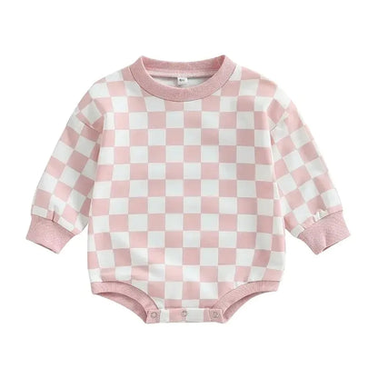 Baby Checkered Print Bubble Rompers Onesie