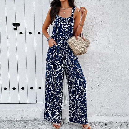 Printed Square Neck Jumpsuits