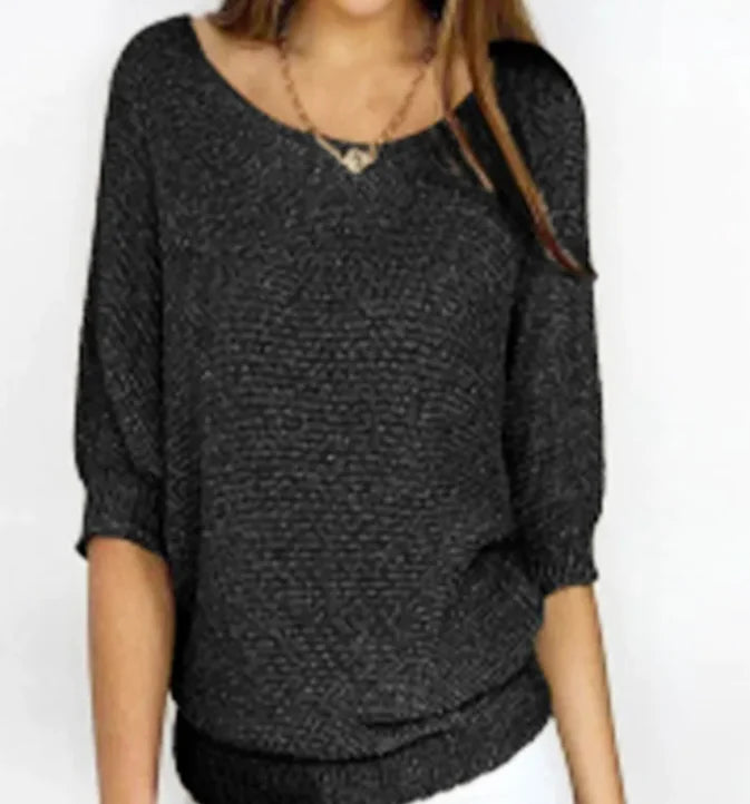 Round neck solid color sweaters