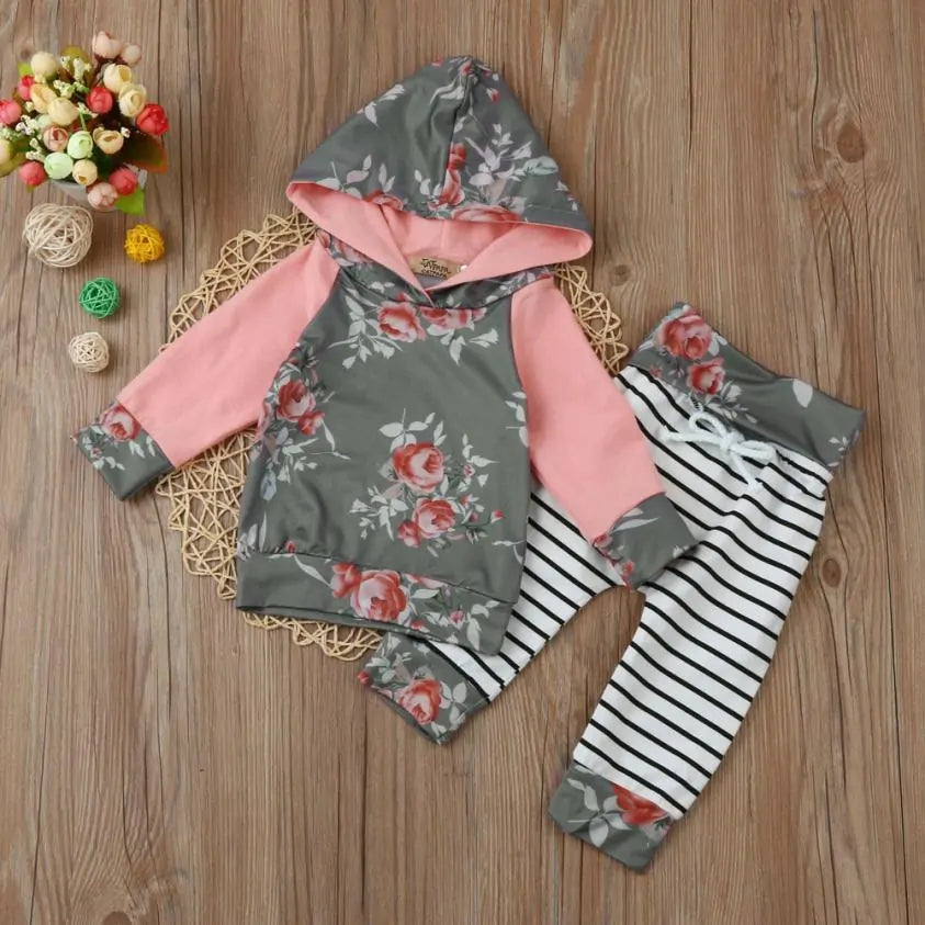 Pink And Grey Floral Tracksuit Sets