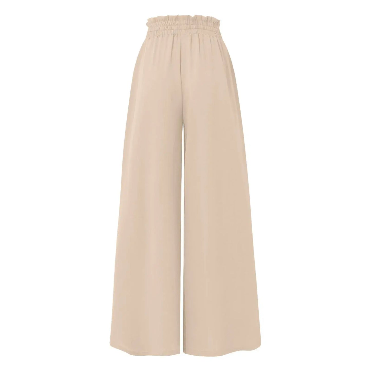 Pants Solid Color Elastic High Waist Wide Leg Trousers