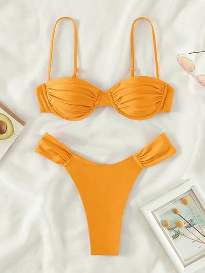 Solid Color Push-Up Micro Bikini Sets