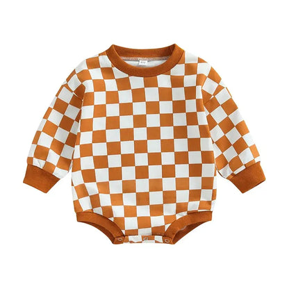 Baby Checkered Print Bubble Rompers Onesie