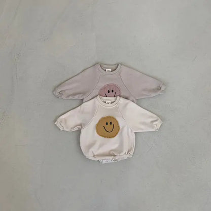 Smiley Face Sweatshirt Baby Rompers