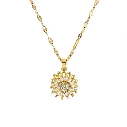 Rotatable Sunflower Zircon Jewelry