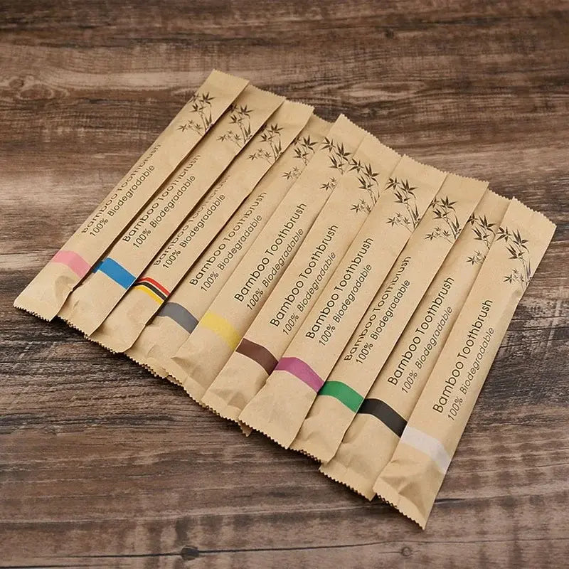 10pcs Bamboo Toothbrushes Colorful Toothbrushes